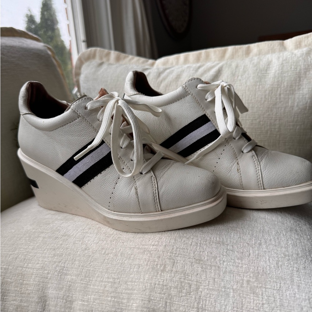 Paolo White and Black Wedge Sneakers